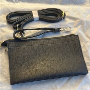 Black Vegan Leather Crossbody Bag